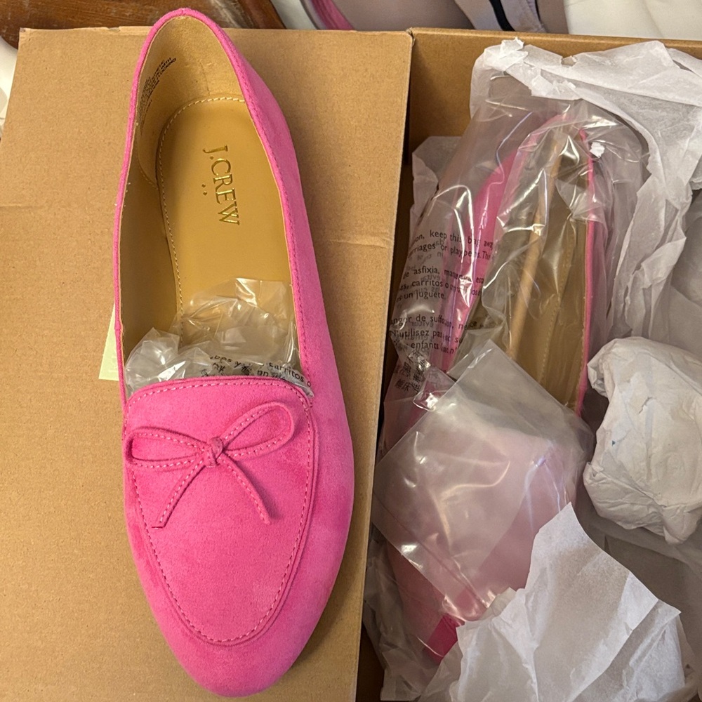 J. Crew Intense Pink Bow Loafers - Picture 2 of 6